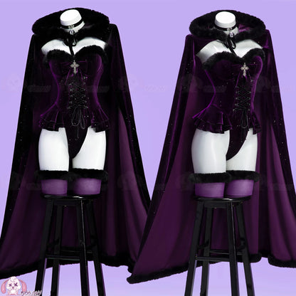 Original Witch Banquet Cosplay Costume Halloween Black Purple Plush Cape Summer Outfit Anime Prop Halloween - product image 1