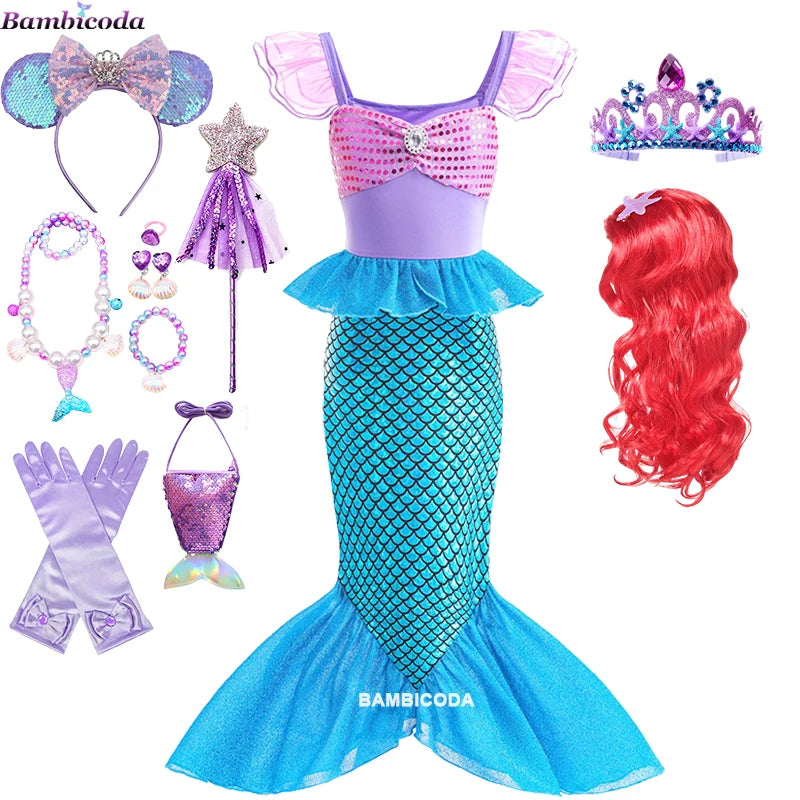 Ariel-Inspired Mermaid Princess Costume for Girls | Dress-Up Gown