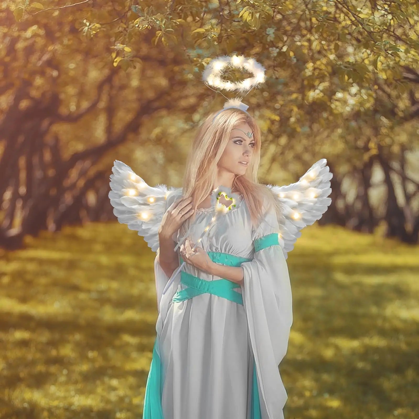 31.5 "adult angel wing halo and fairy wand for adult women, children, girls, ,