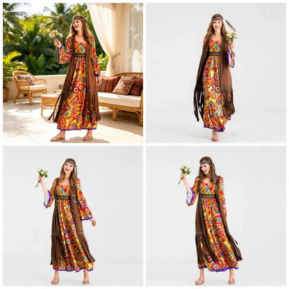 Women's Disco Retro 60s 70s Hippie Funky Native Costume