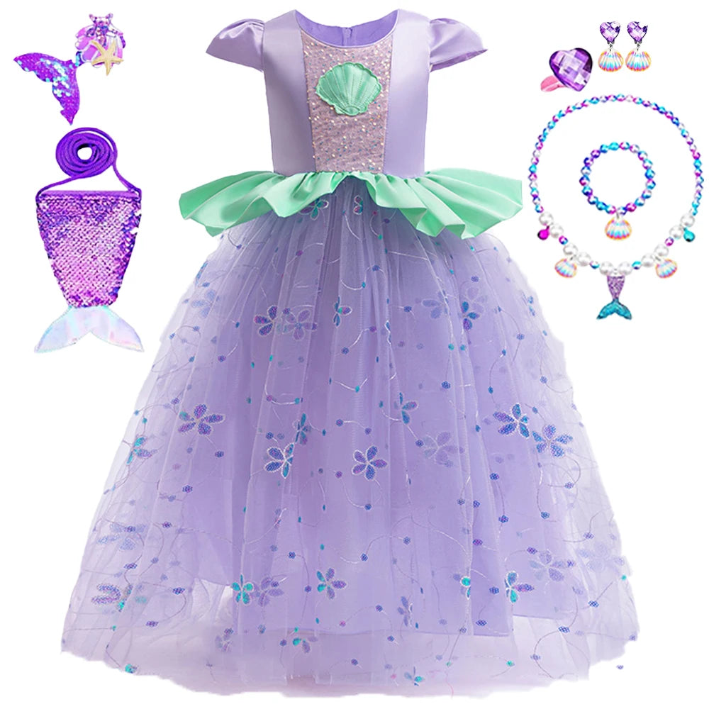 Girls Mermaid Princess Halloween Costume Dress