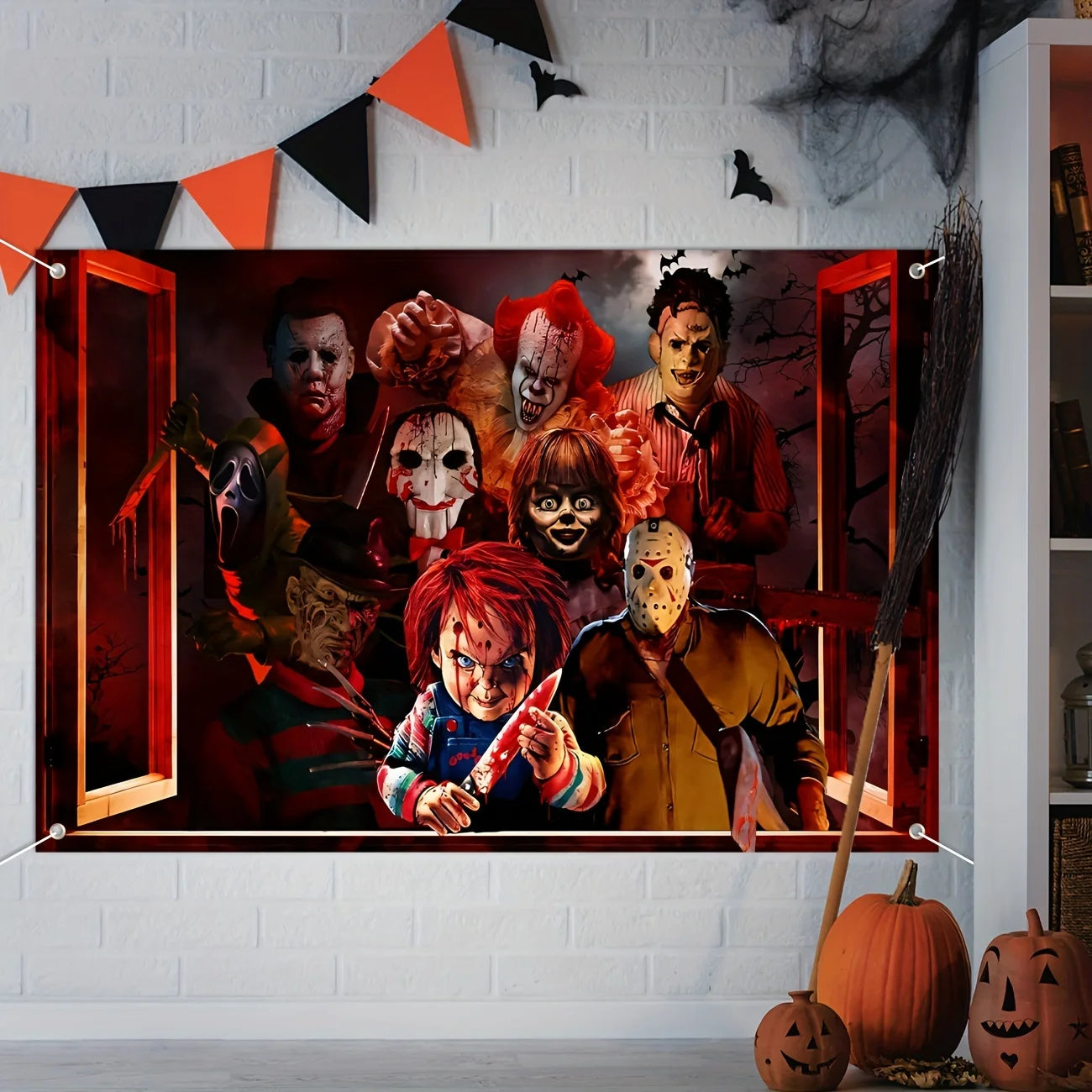 Halloween Horror Backdrop Banner Decorations, Fabric Scary Birthday Party - product image 4