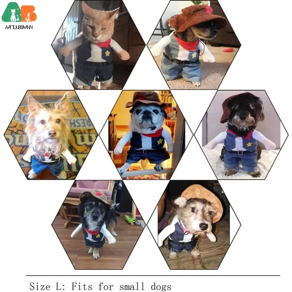 Pet Cowboy Dog Cat West Uniform Hat Funny Costume - alternate view 6