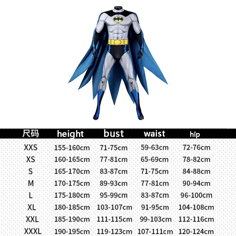 The Batman Costume Cos Animation Version Jumpsuit Halloween Props Bodysuit Adult - J25028BA / Size 2XL