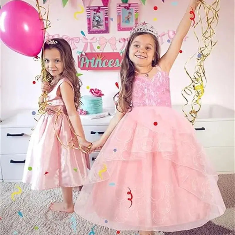 Movie Good Witch Costume Kids Pink Dress With Crown Magic Wand And Gloves For Girls Evil Halloween Birthday - product image 3