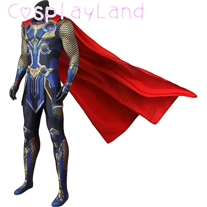 Halloween 3D Printing Bodysuit Love and Thunder Costume Odinson Outfit with Jumpsuit Cape - Jumpsuit / XXL
