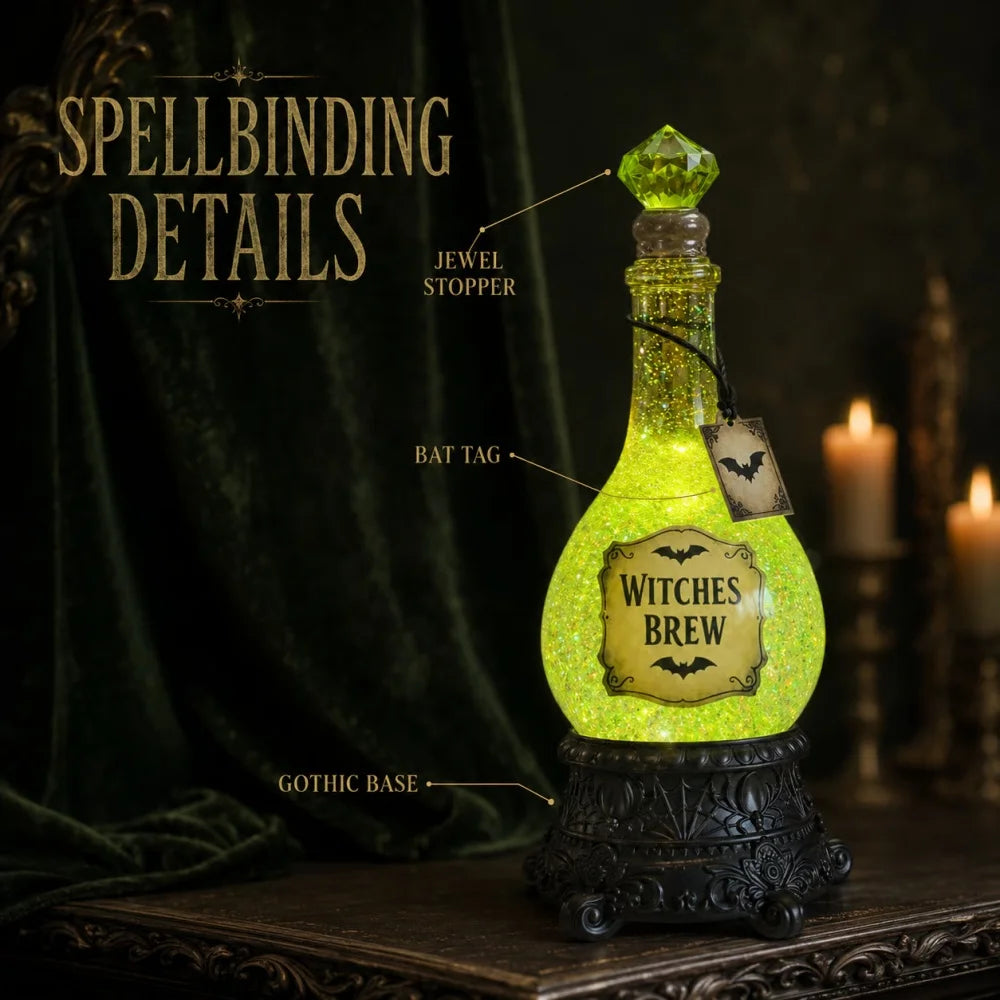 Witches' Brew LED Potion Bottle – Glitter Halloween Table Decoration