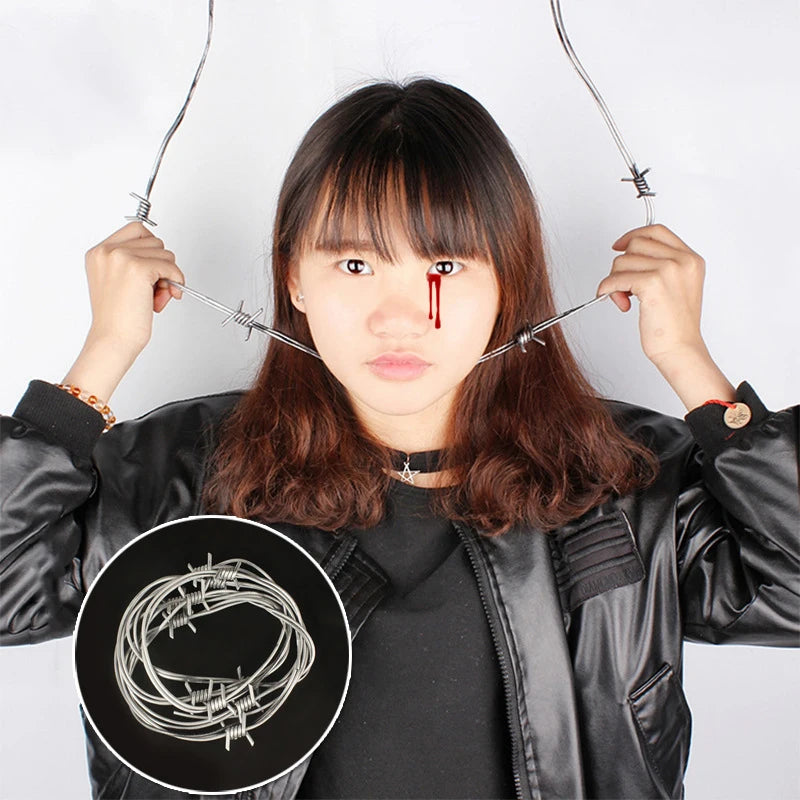 Creepy Imitation Horror Barbed Wire Silver Fake Halloween Party Decor Toy - product image 2