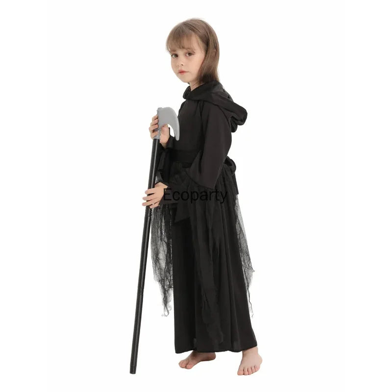 New Kids Halloween Demon Ghosts Costume Horror Night Ghost Dress Up Children Scream Death Demon Grim Reaper Cospaly Clothes