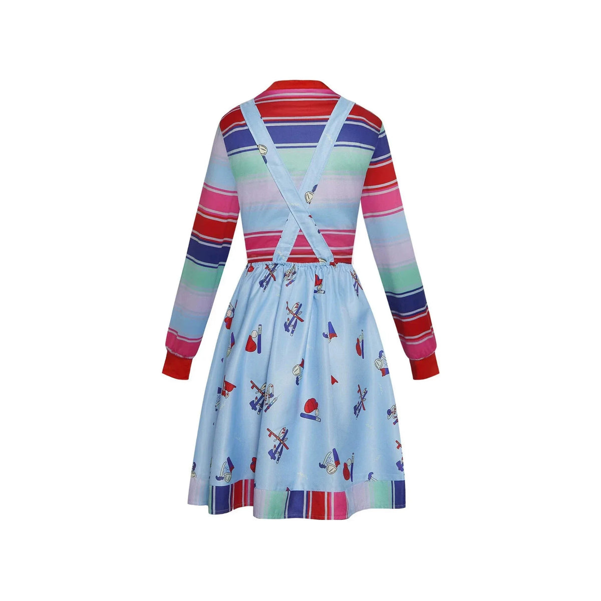 Horror Doll Colorful Striped Top Retro Men's Dress Halloween Costume - product image 2