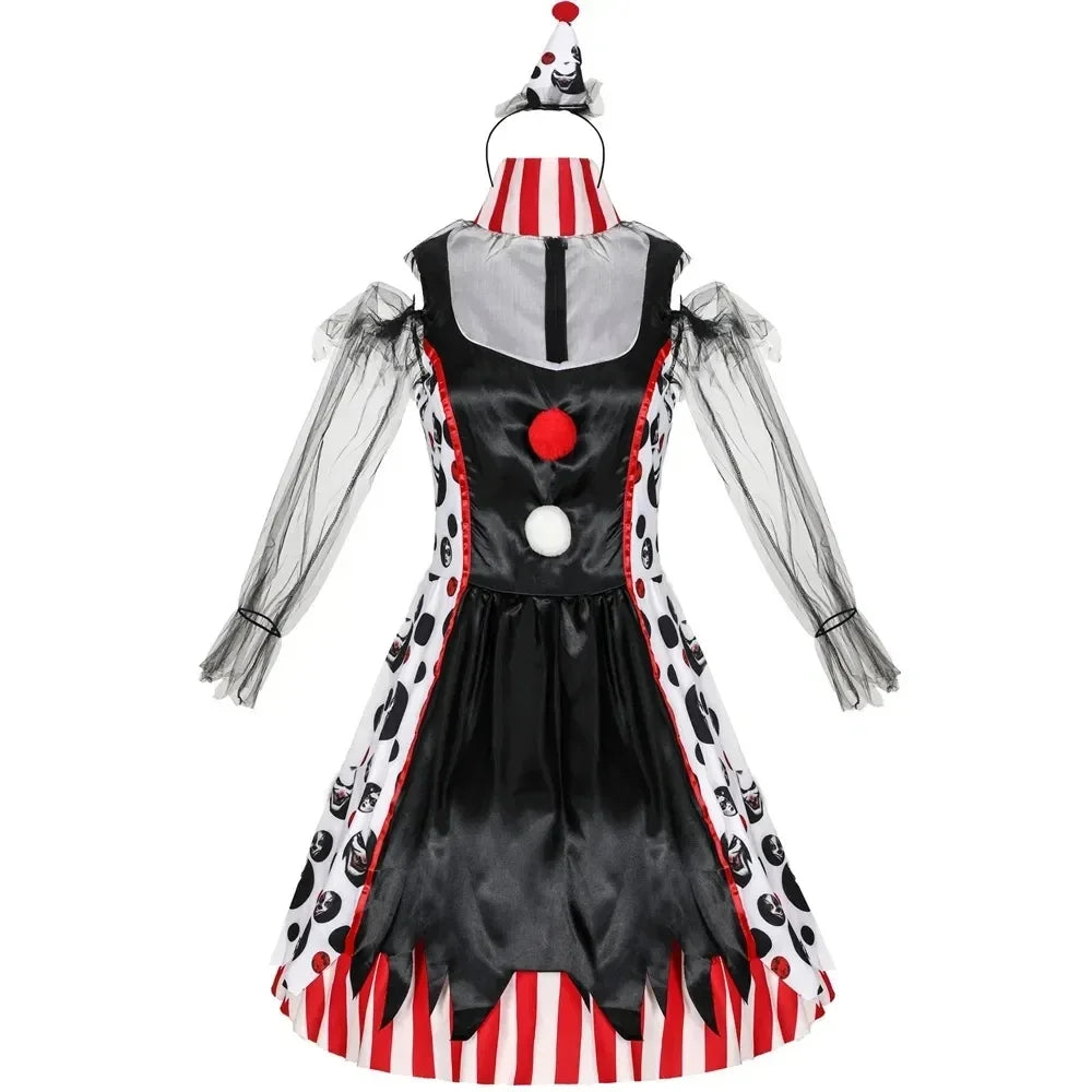 Halloween Women Terrible Evil Circus Clown Costume Broken Doll Dress - product image 5