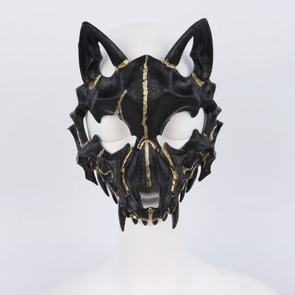 Scary Animal Half Face Mask Costume Accessory for Halloween - Whitered