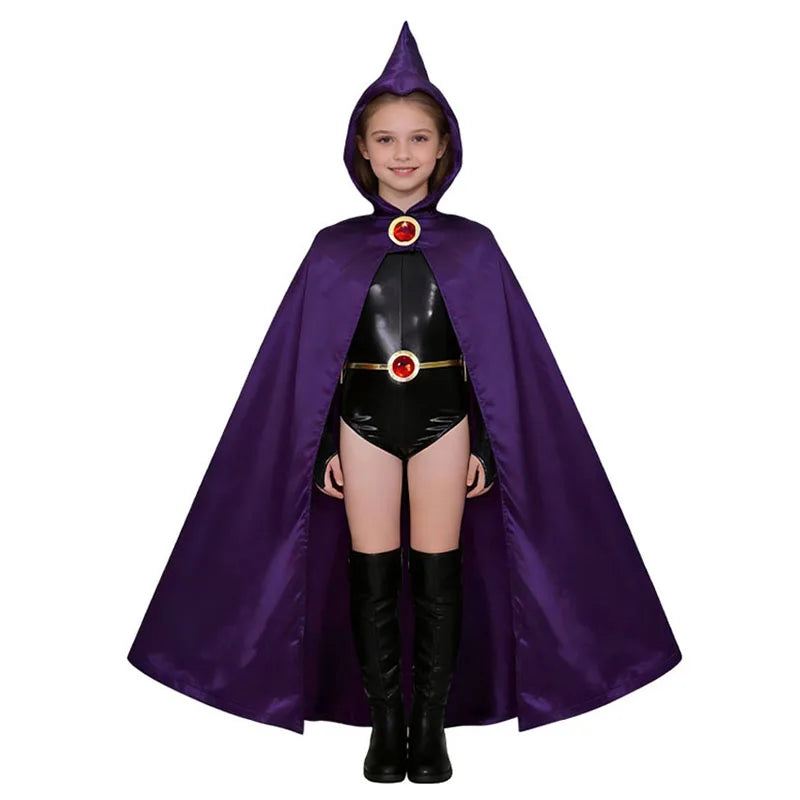 Kids Purple Hooded Superhero-Inspired Halloween Costume