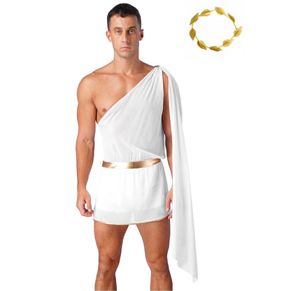 Men's Greek God One Shoulder Skirted Bodysuit Costume - alternate view 3