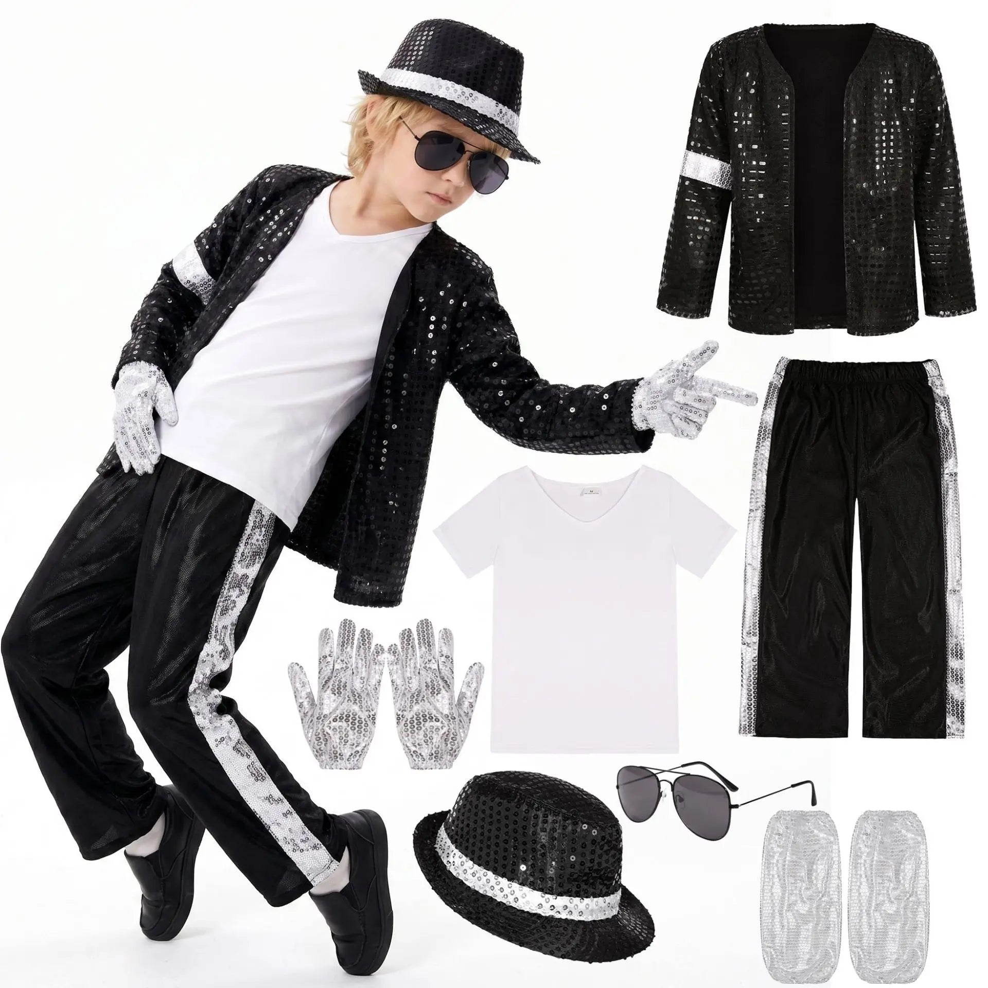 Kids' Michael Jackson Birthday Dance Pop Star Boys Girls Outfits Costume - alternate view 7
