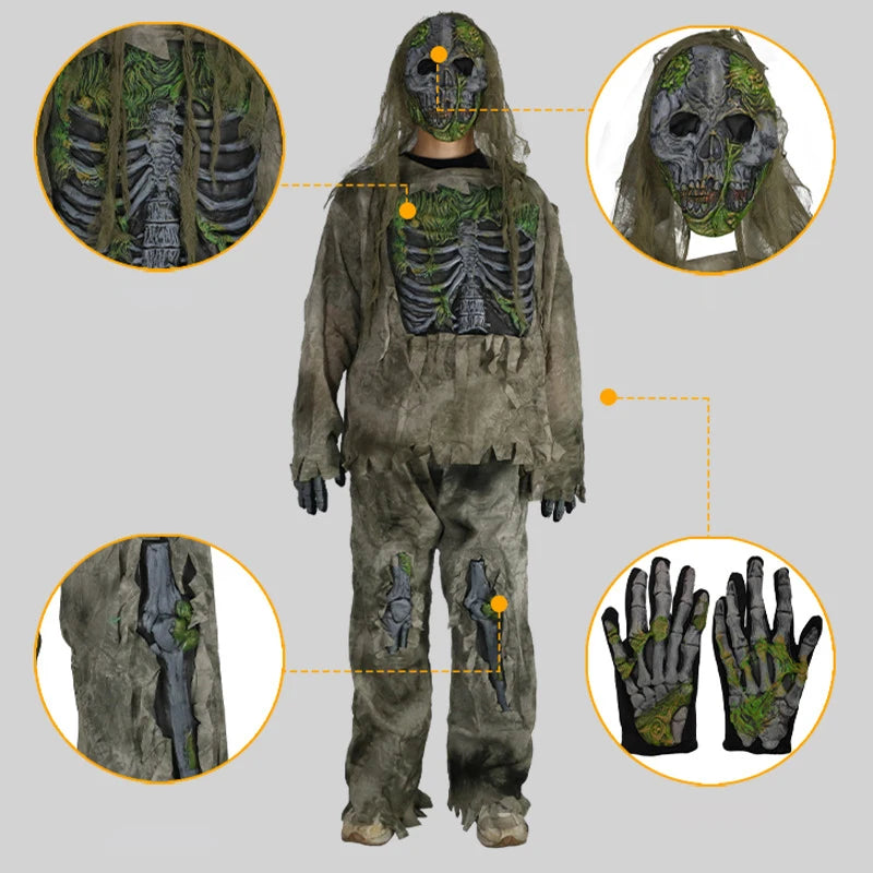Zombies Costume Horrible Vampire Suit Adult Dress Up Day of The Dead