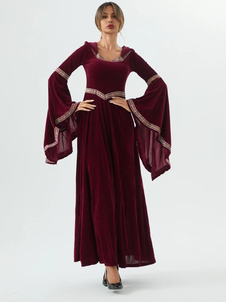 Medieval Retro Gothic Hoodie Witch Long Skirt Luxury Women's Party Dress Cosplay Vampire Halloween Adult - product image 1