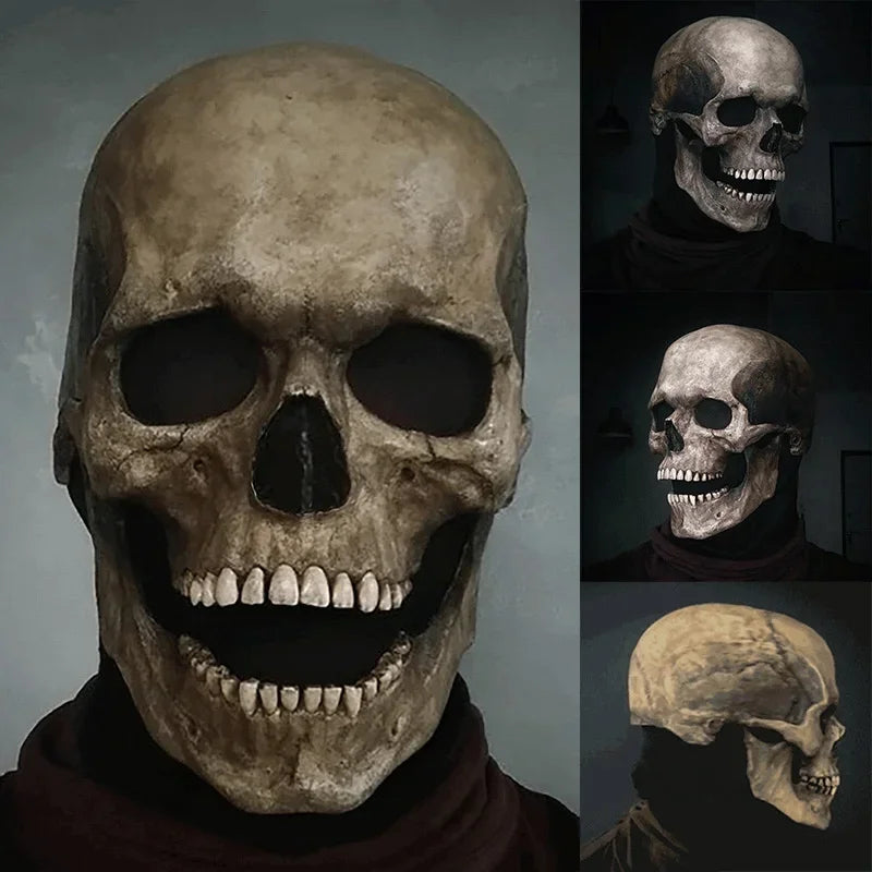 Halloween Horror Mask 3D Reality Full Head Skull Movable Jaw Helmet Latex Scary Skeleton Mask Carnival - product image 2