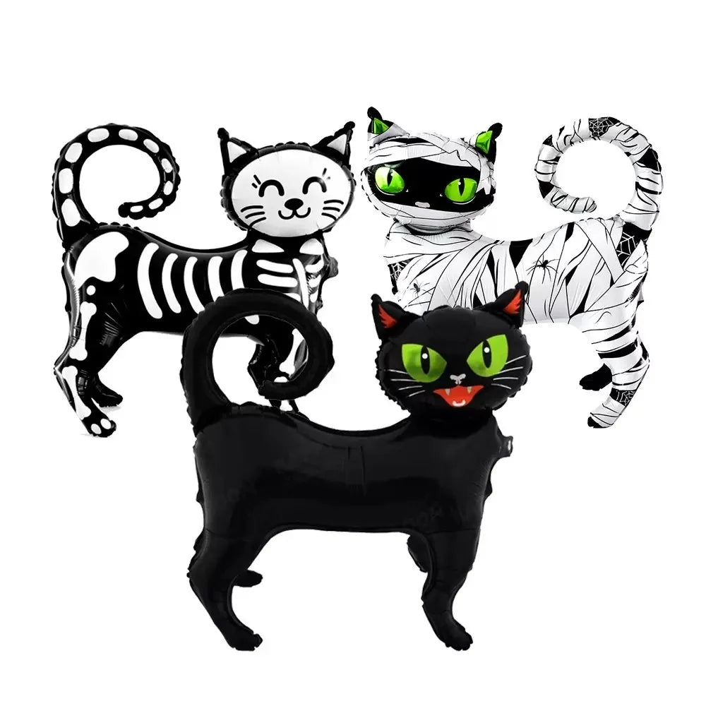 Halloween party decoration with black cat, aluminum foil balloons, 4D - product image 5