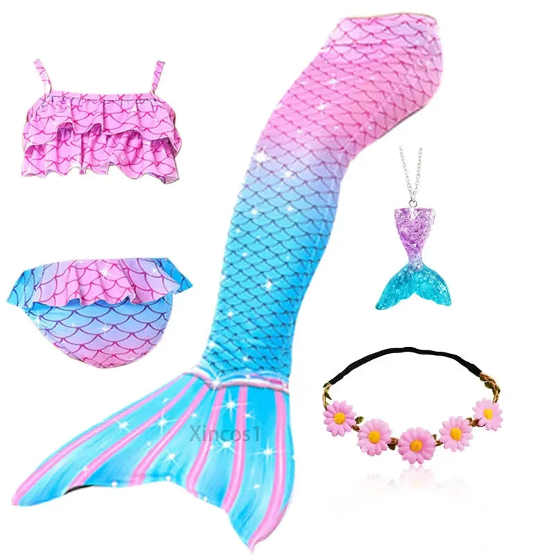 Mermaid Princess-Inspired Tail Memaid Swimsuit Bikini Bathing Suit Costume Girls Can