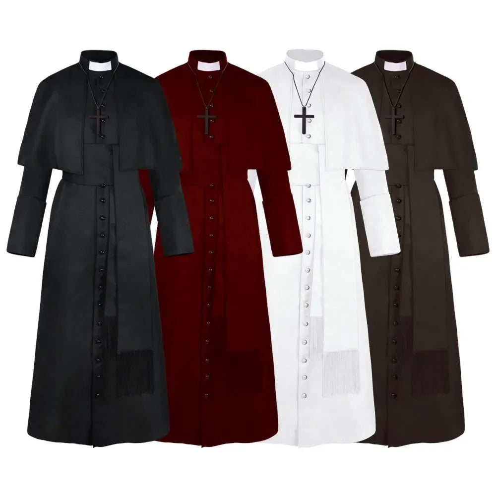 Adult Medieval Hooded Monk Renaissance Priest Uniforms Robe Witch Costume - alternate view 2