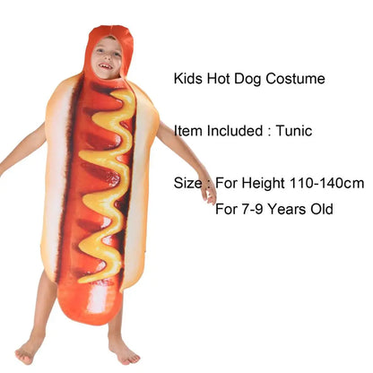 Adult Kids Funny 3D Print Food Sausage Hot Dog Costumes Halloween Men Women Family One-Piece Costume Carnival - product image 8