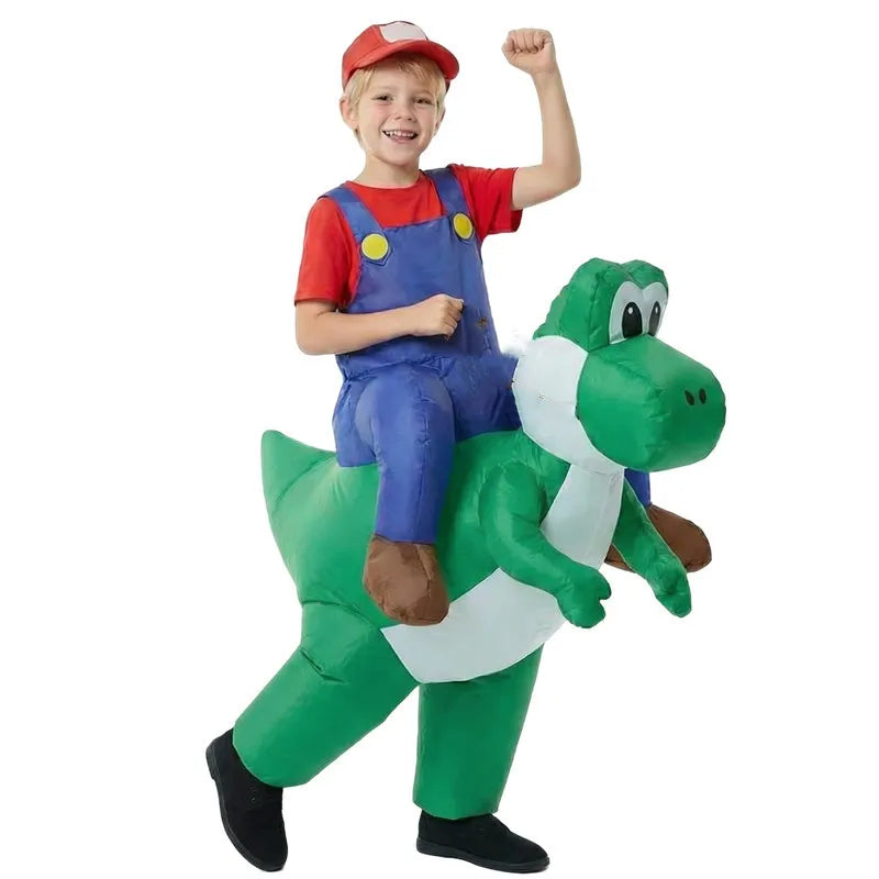 Halloween Plumber Costume Dinosaur Inflatable Suit Adult Kids Costume Performance Outfit - 01 / Kids 120-150CM