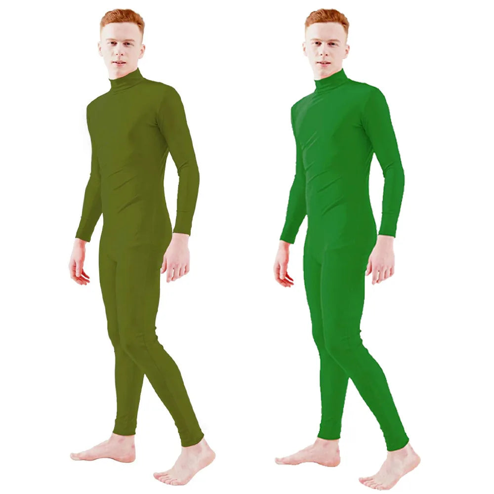 Kids' Full Bodysuit Zipper Without Hood Zentai Unitard Jumpsuits Green Costume - alternate view 4