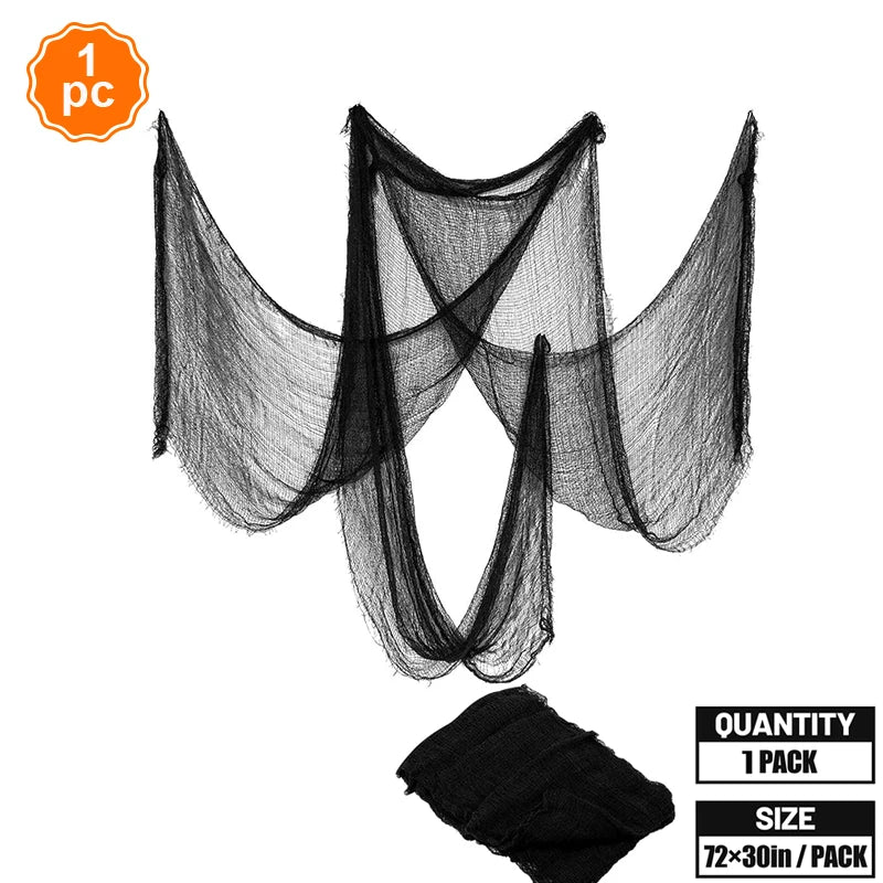 Creepy Cloth Spooky Halloween Decoration White Black Gauze Window Door Cover - product image 9