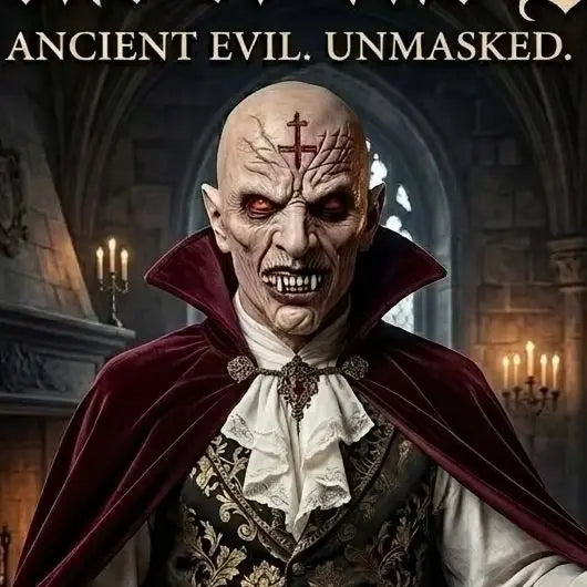 Realistic Vampire Duke Latex Mask Full Head Horror Red Eyes Fangs Halloween Cosplay Costume Party Prop