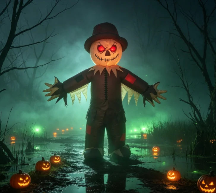 Haunted House Scarecrow Inflatable Costume Glowing Eyes Costume Horror Costume Full