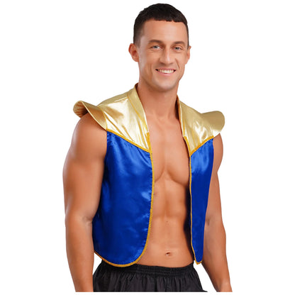 Men's Arabian Prince Shiny Metallic Vest Tops Shoulder Pads Open Costume - alternate view 4