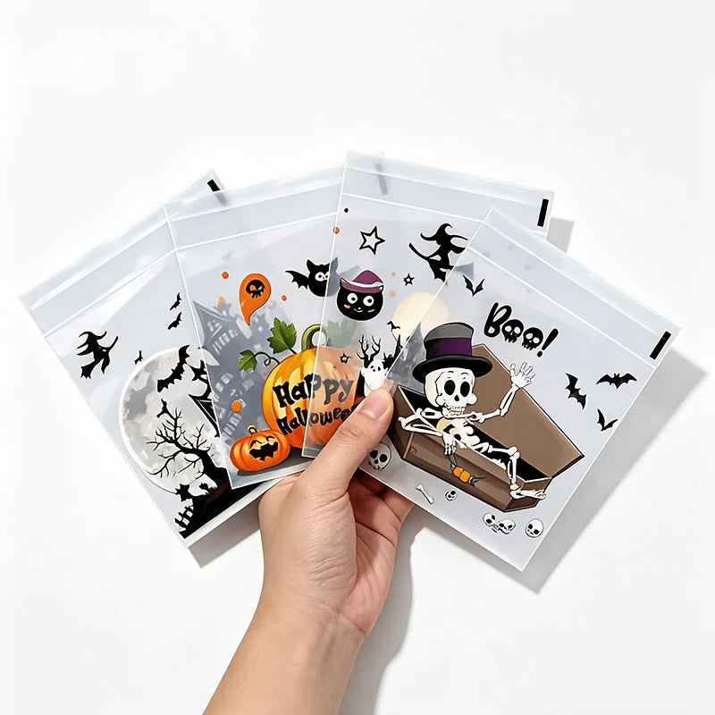 100-Pc Small Halloween Treat Bags Clear Self Adhesive Candy Bags - product image 2