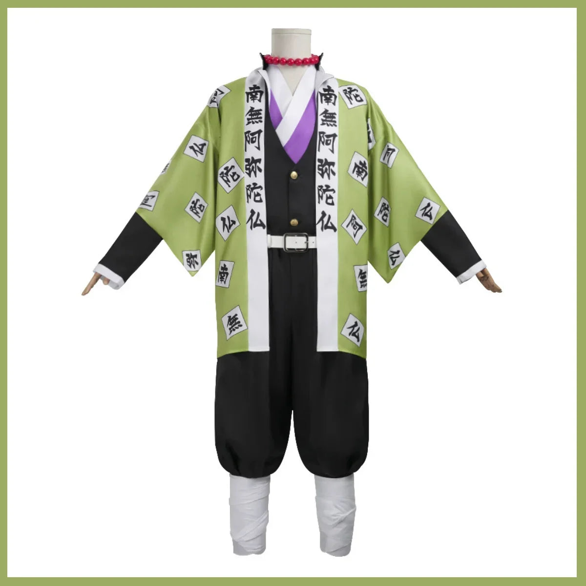 Himejima Gyomei Costume Monk Printing Outer Drape Wig Team Uniform Bracelets Man Halloween - suit / S
