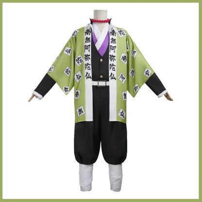 Himejima Gyomei Costume Monk Printing Outer Drape Wig Team Uniform Bracelets Man Halloween - suit / S