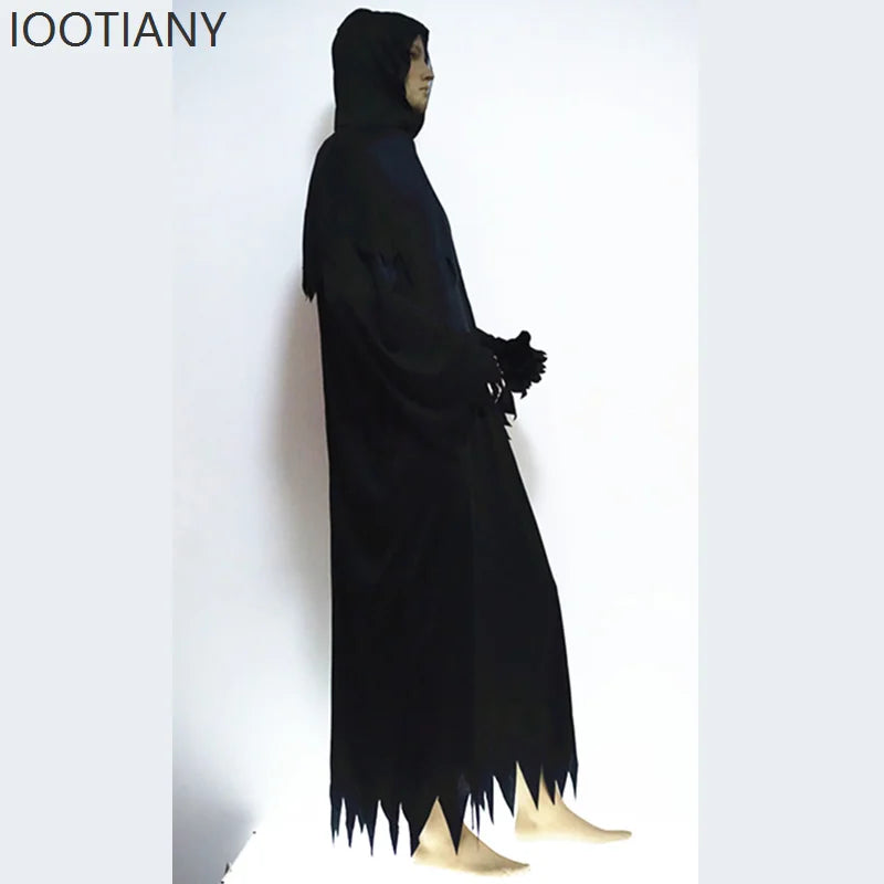 Grim Reaper Costume With Hat Mask Skeleton Hands Costume Adult Men Halloween Stage Role Playing Skeleton - product image 2