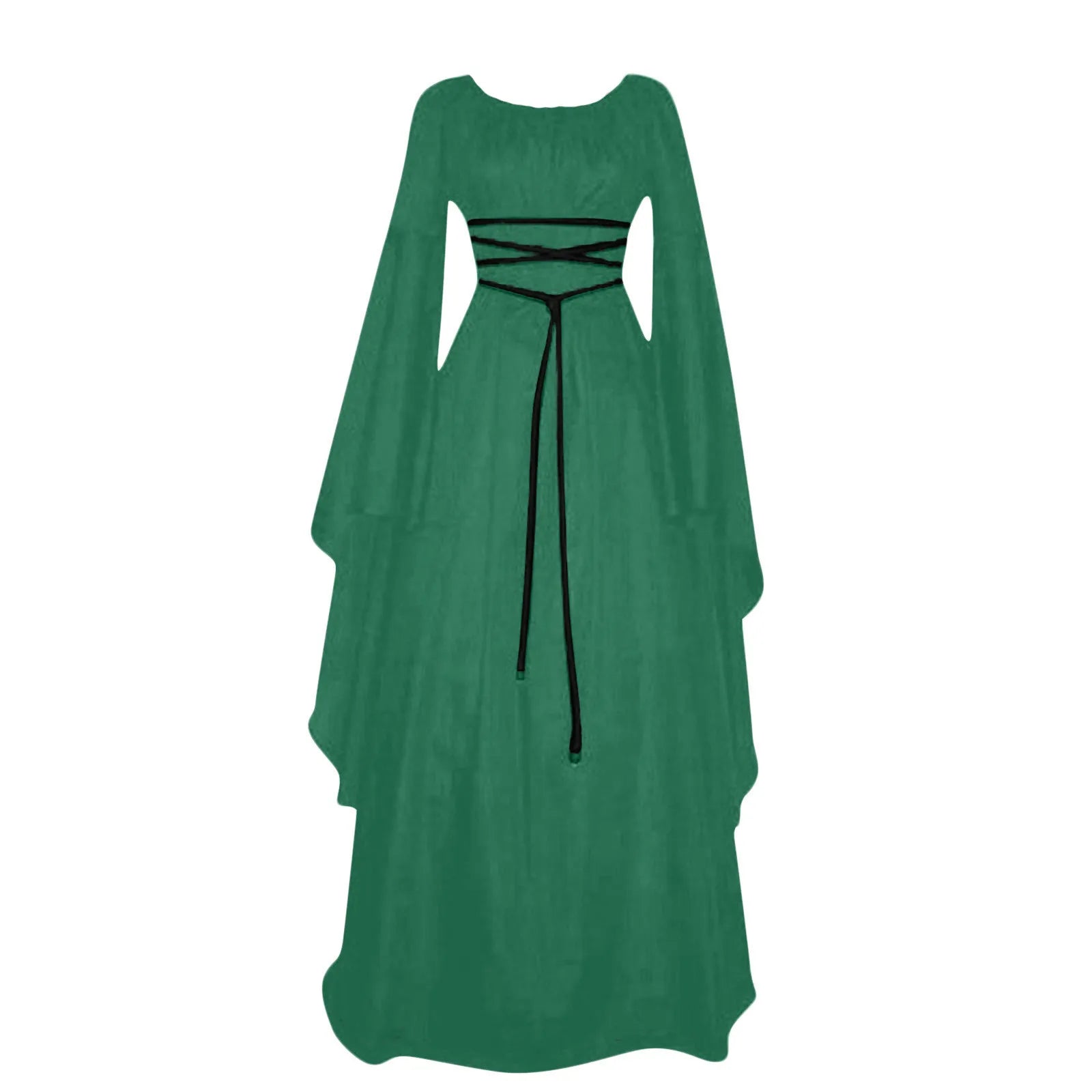 Women's Medieval Long Sleeved Round Neck Lace-Up Waist Irregular Costume - alternate view 4
