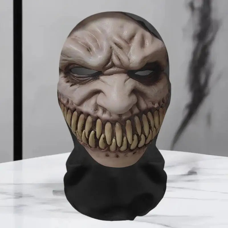 Halloween Ghost Face Full Mask, 3D Printed Stretchable Mesh, Comically Horrifying Cosplay Party Skull - product image 6