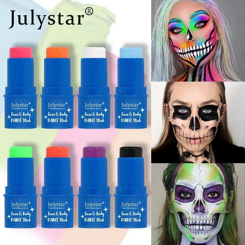 Halloween Face Body Painting Stick Cream Waterproof UV Light Neon Green Purple Pink Black White Paint Party - product image 2