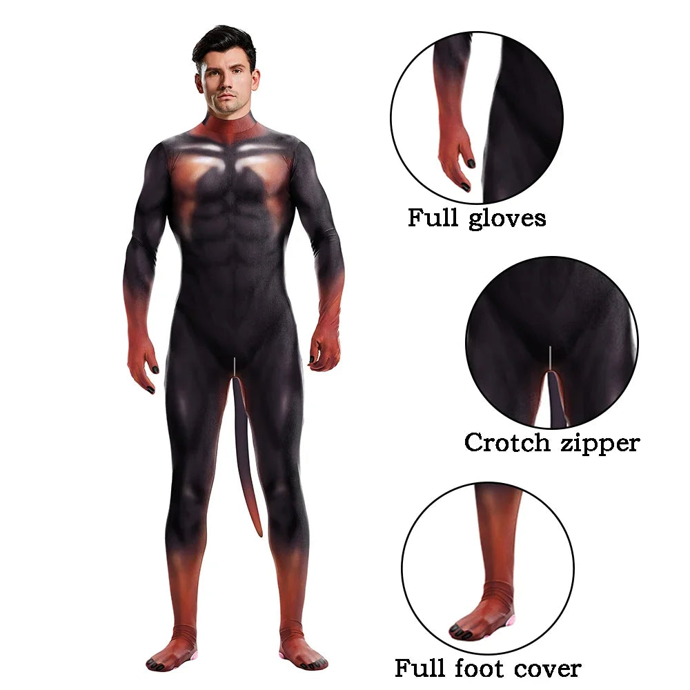 Full Cover Elastic Zentai Pet Suit Jumpsuit Print Catsuit Bodysuits Tail Purim Pet - 1014 / XL