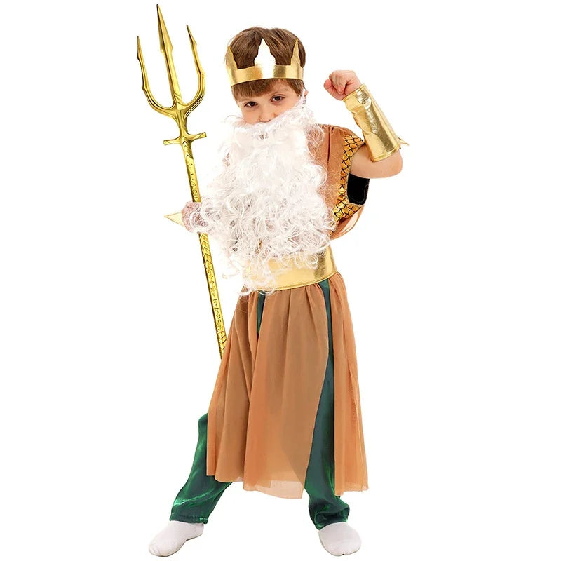 Kids' Poseidon Costume – Greek God of the Sea Outfit or Trident