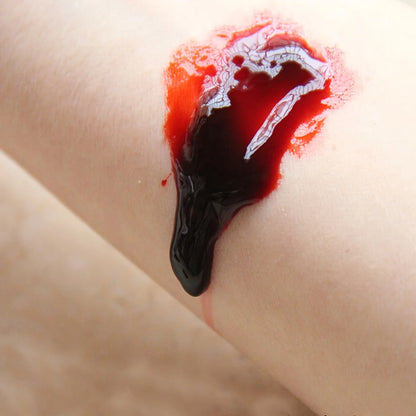 1pc Halloween Fake Blood Makeup Kit, Bright Red Coagulated Fake Blood Paste with Sponge, Realistic Artificial - product image 5