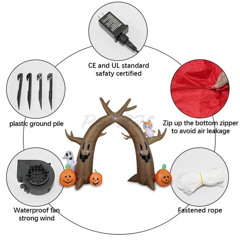 2.4m Halloween Ghost Owl Withered Tree Pumpkin Arch Courtyard LED Luminous - product image 4