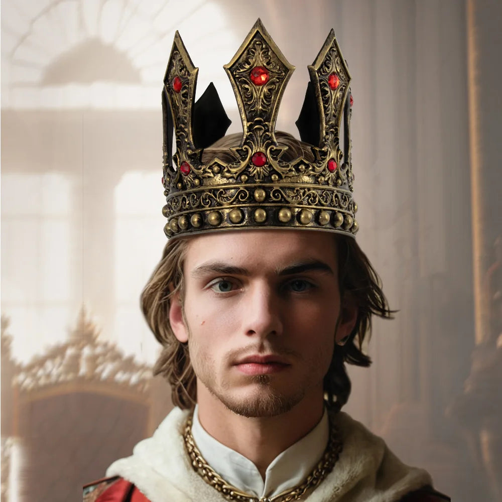 Royal Crowns Costume King Queen Crowns Princess Tiara Halloween Costumes Accessories Xmas - golden crown