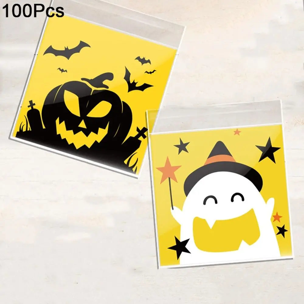 100Pcs Plastic Halloween Candy Bags Self-adhesive Clear Trick or Treat Bags Ghost Halloween Series Candy - product image 7