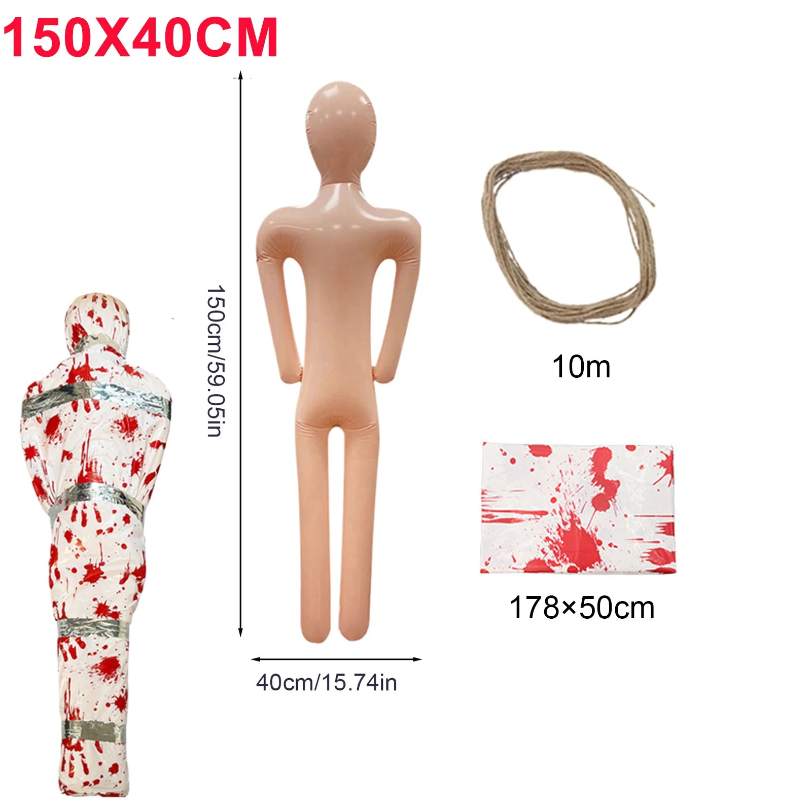 DIY Halloween Inflatable Body Mannequin 150/156cm Scary Decorations Creepy Photo Props For Haunted House - product image 9