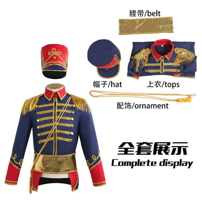 Medieval Royal Military Costume Uniform Coat Colonial Tuxedo Halloween Court Jacket Adult - Black / XXXL