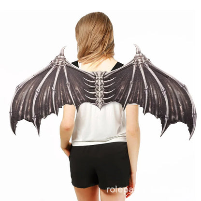 Demon Bone Wings with Straps Foldable Wings Halloween Costume Accessories - white / China Mainland
