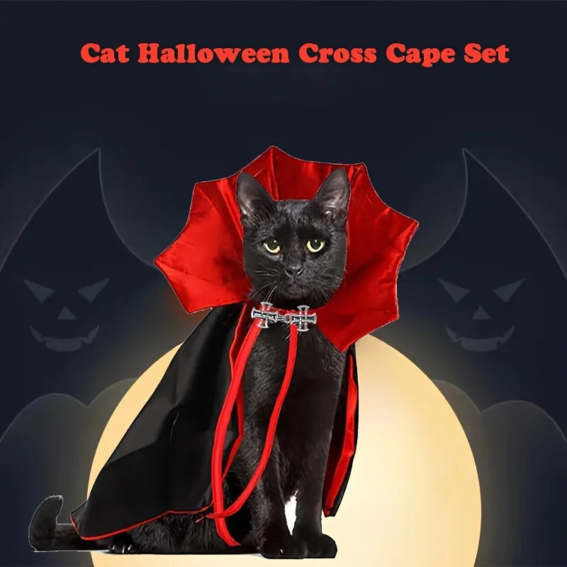 Spooky Vampire Couture for Cats Perfect Parties and Festivals Cloak Hat Festival Set