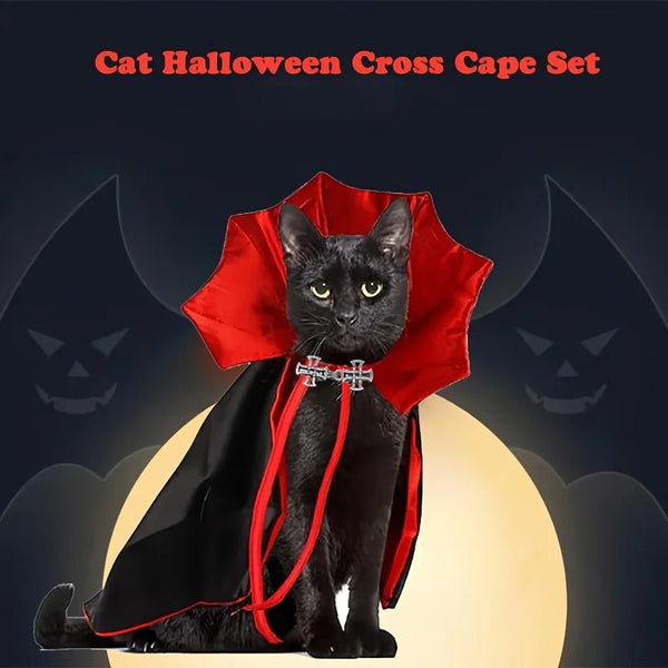 Spooky Vampire Couture for Cats Perfect Parties and Festivals Cloak Hat Festival Set